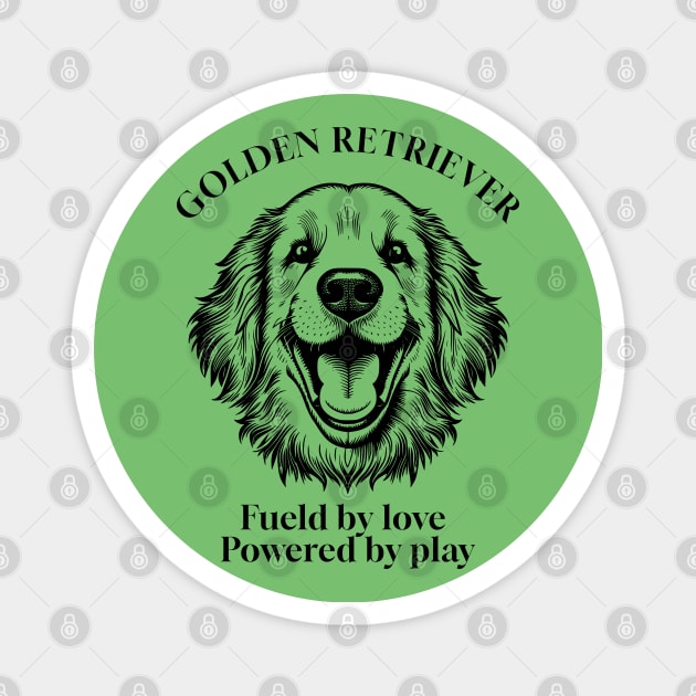 Happy Golden Retriever Vintage Graphic Illustration in Black and White Magnet by Tintedturtles